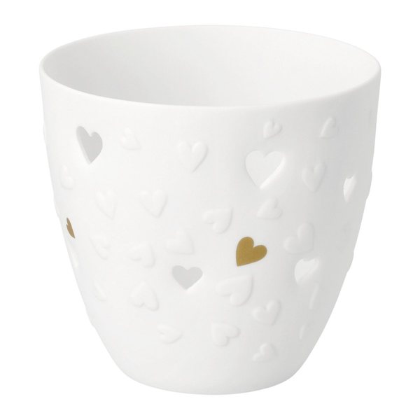 Räder Poetry Light Golden Hearts Porcelain Tealight Holder